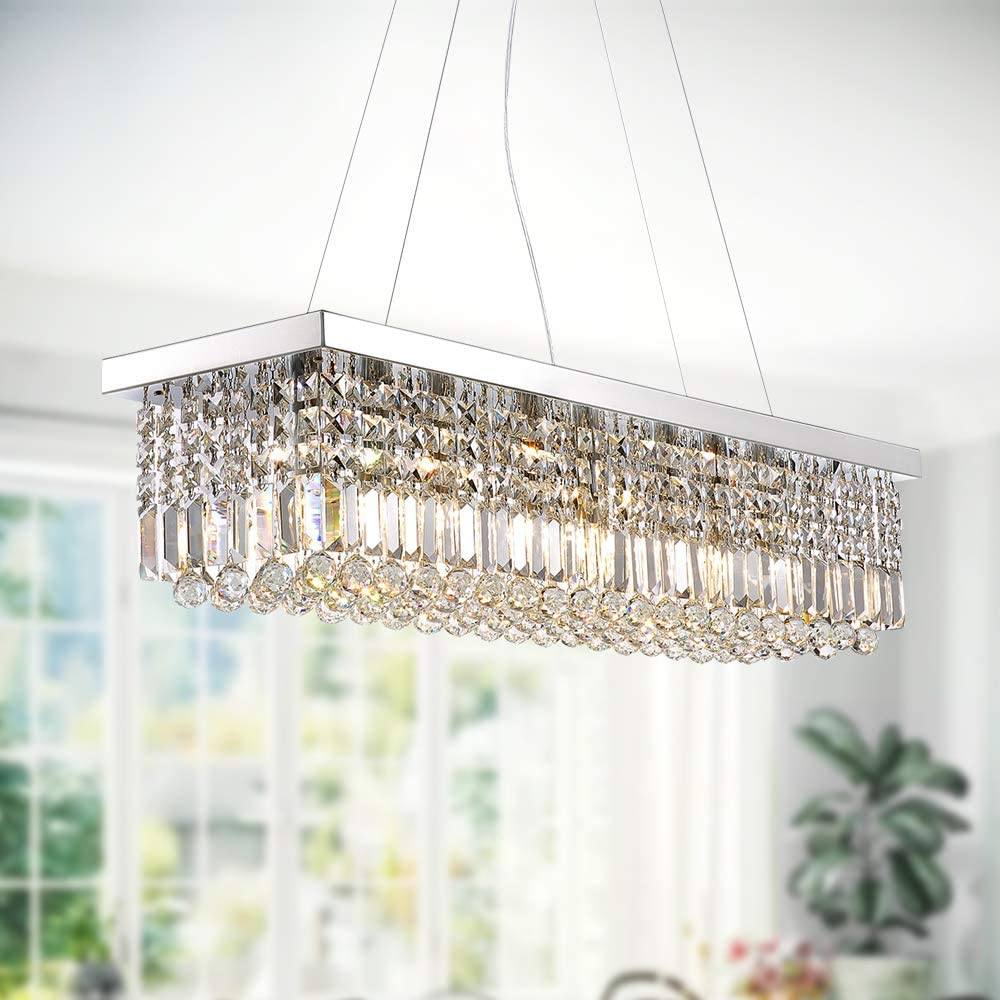 Rectangular Crystal Chandelier, L47"(10-Lights): image 3