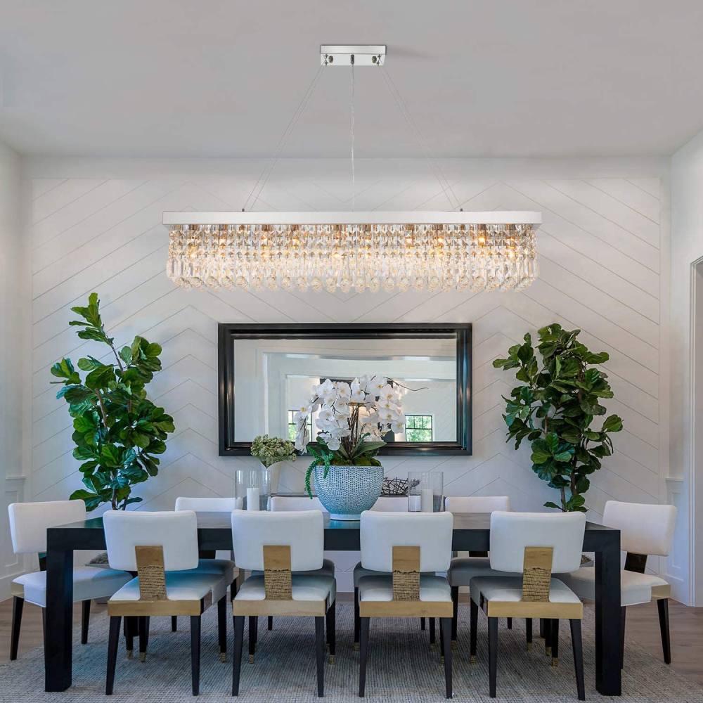 Rectangular Crystal Chandelier, L47"(10-Lights): image 1