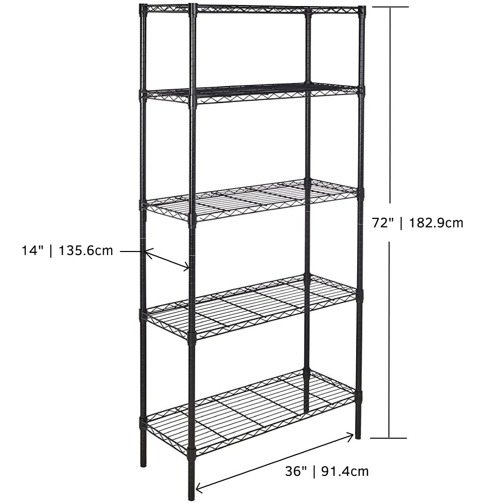 Heavy Duty Shelving Unit, 5-Shelf, Black